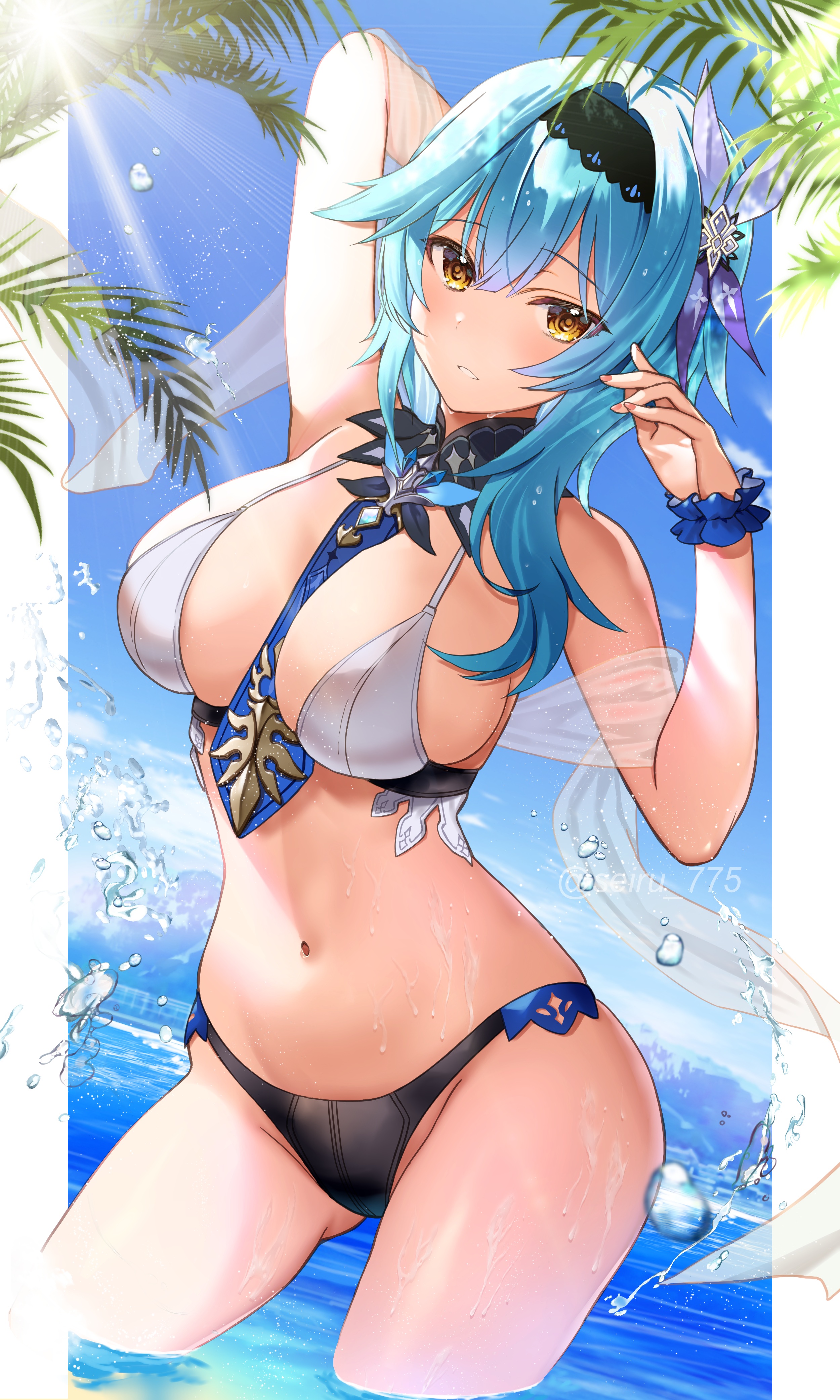 Hijiri Ruka Genshin Impact Eula Bikini Swimsuits Wet Yande Re